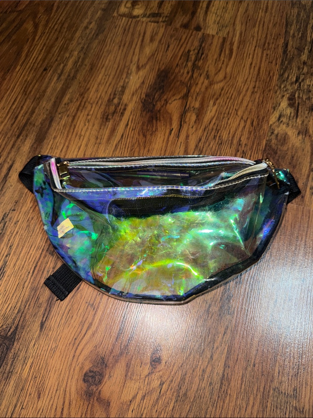 Holographic Iridescent Clear Fanny Pack Belt Bag - Black Trim 38.Mon.B8